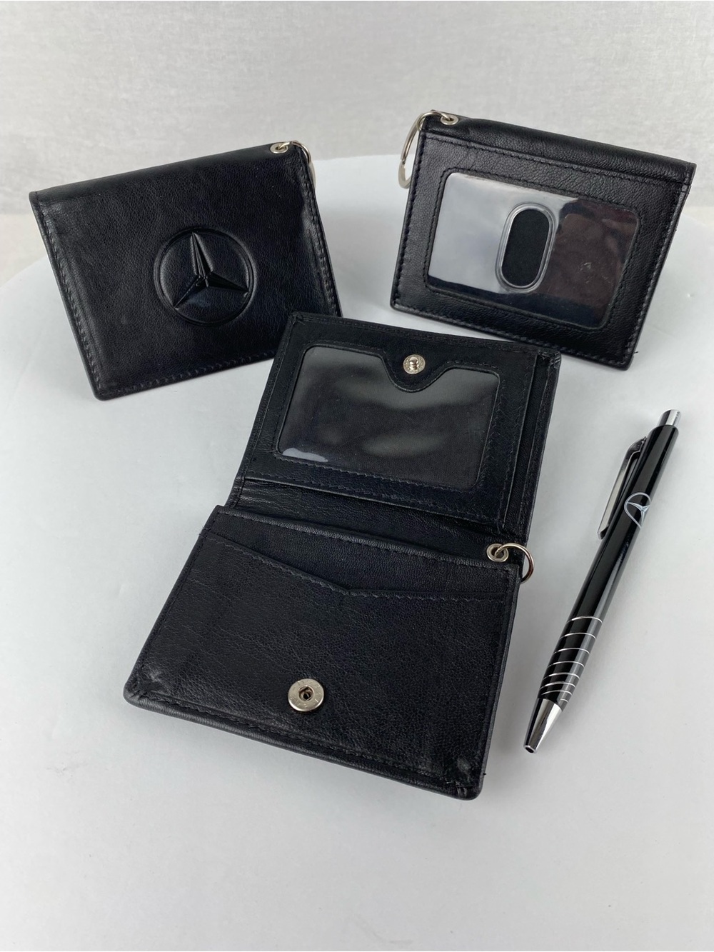 Mercedes-Benz Black Leather Wallet Card and Key Holder with ID Window